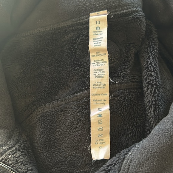 Lululemon Fuzzy Half Zip Jacket Black Size 10 - Picture 4 of 4